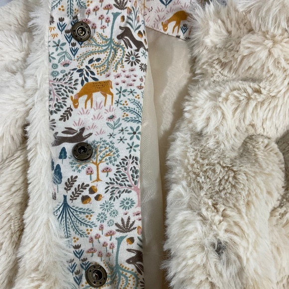 Rachel Zoe Baby Girls Faux Fur Coat Cream Ivory 12M Woodland Lining Snap Closure - Picture 6 of 6